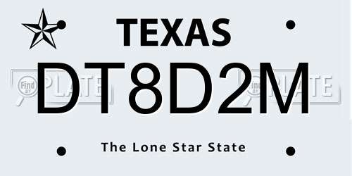 DT8D2M Texas License Plate