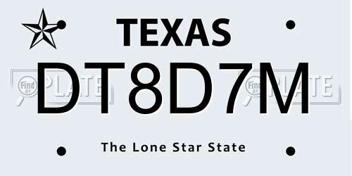 DT8D7M Texas License Plate
