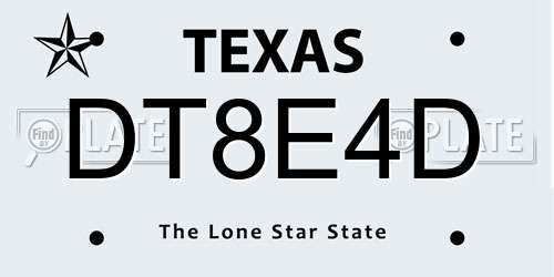 DT8E4D Texas License Plate