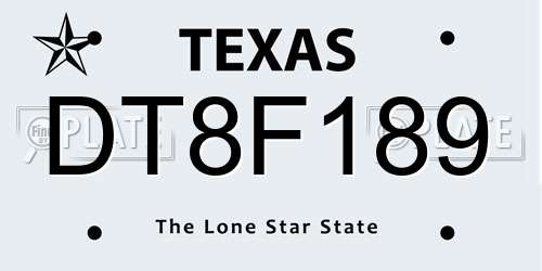 DT8F189 Texas License Plate