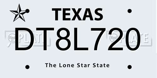 DT8L720 Texas License Plate
