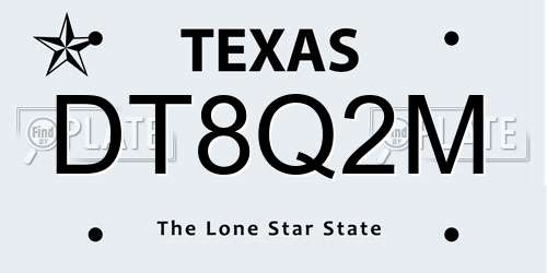 DT8Q2M Texas License Plate
