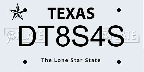 DT8S4S Texas License Plate