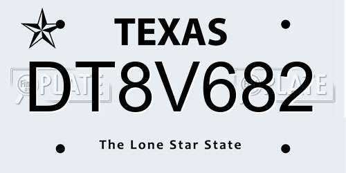 DT8V682 Texas License Plate