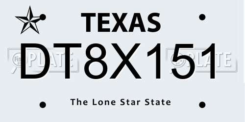 DT8X151 Texas License Plate