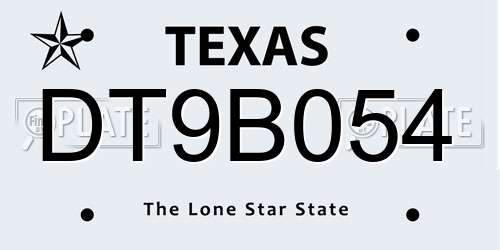 DT9B054 Texas License Plate