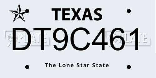 DT9C461 Texas License Plate