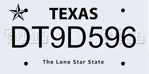 DT9D596 Texas License Plate