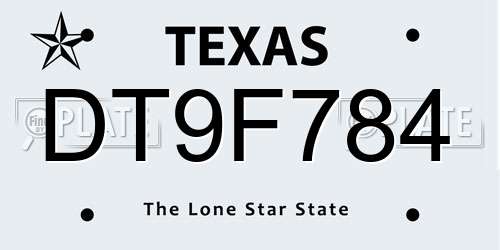 DT9F784 Texas License Plate