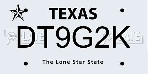 DT9G2K Texas License Plate