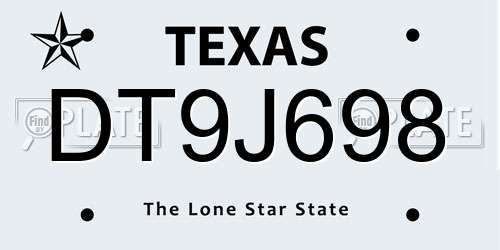 DT9J698 Texas License Plate