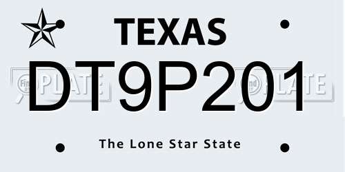 DT9P201 Texas License Plate