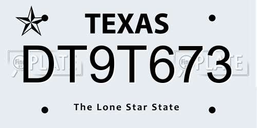 DT9T673 Texas License Plate
