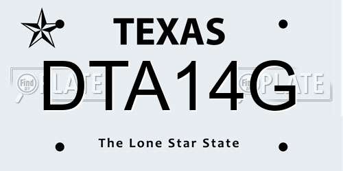 DTA14G Texas License Plate