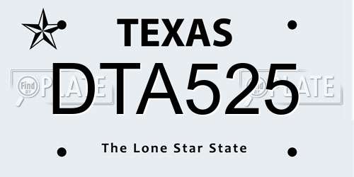 DTA525 Texas License Plate