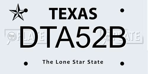 DTA52B Texas License Plate