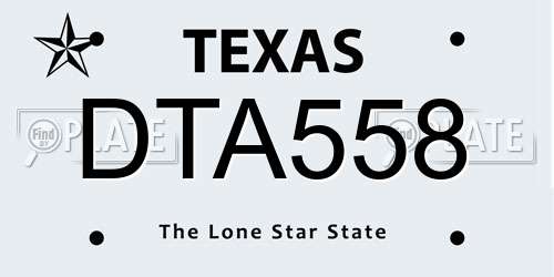 DTA558 Texas License Plate