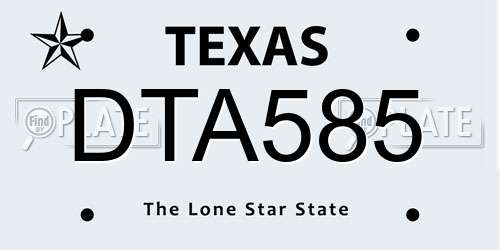 DTA585 Texas License Plate