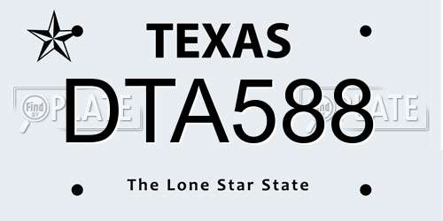 DTA588 Texas License Plate