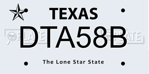 DTA58B Texas License Plate