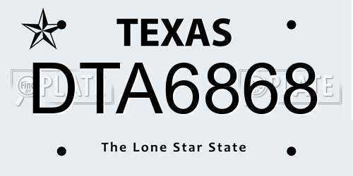DTA6868 Texas License Plate