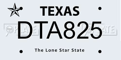DTA825 Texas License Plate
