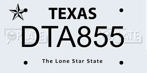 DTA855 Texas License Plate
