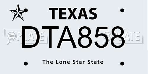 DTA858 Texas License Plate