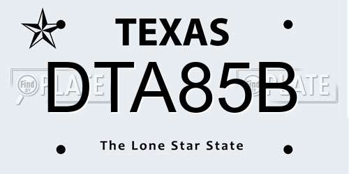 DTA85B Texas License Plate