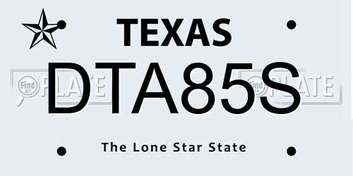 DTA85S Texas License Plate