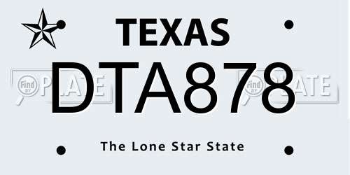 DTA878 Texas License Plate