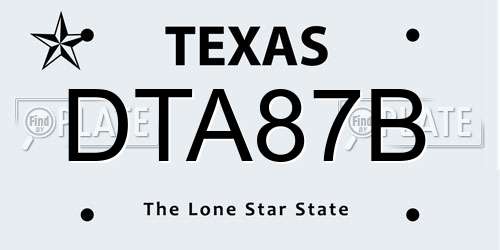 DTA87B Texas License Plate
