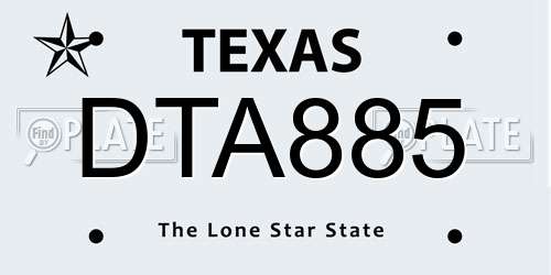 DTA885 Texas License Plate