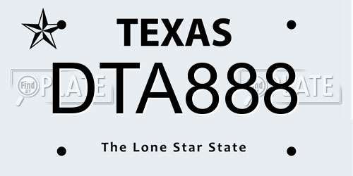 DTA888 Texas License Plate