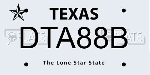 DTA88B Texas License Plate