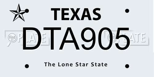 DTA905 Texas License Plate