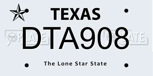 DTA908 Texas License Plate