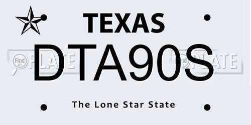 DTA90S Texas License Plate