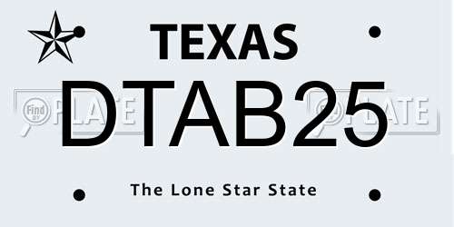 DTAB25 Texas License Plate