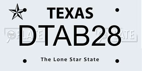 DTAB28 Texas License Plate