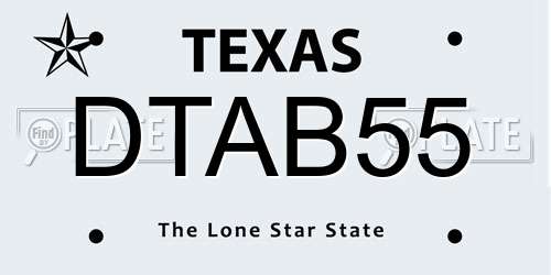 DTAB55 Texas License Plate
