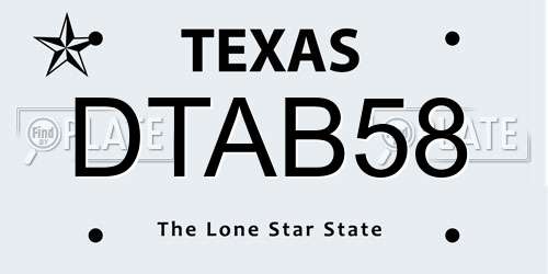 DTAB58 Texas License Plate