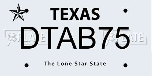 DTAB75 Texas License Plate