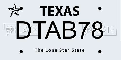 DTAB78 Texas License Plate