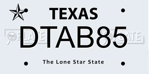 DTAB85 Texas License Plate