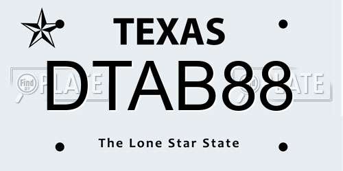 DTAB88 Texas License Plate