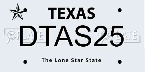 DTAS25 Texas License Plate