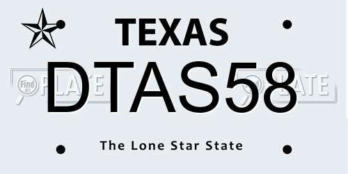 DTAS58 Texas License Plate