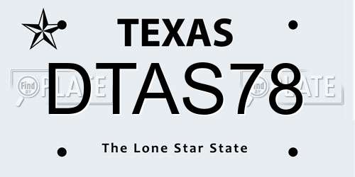DTAS78 Texas License Plate