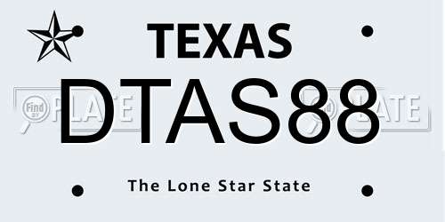 DTAS88 Texas License Plate